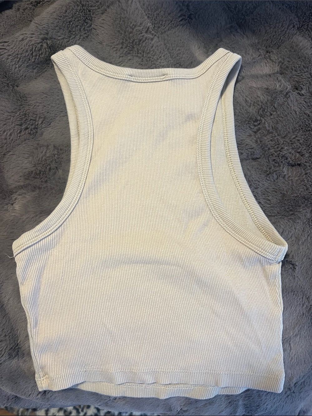 Zara Cream Ribbed Crop Tank - Picture 3 of 3